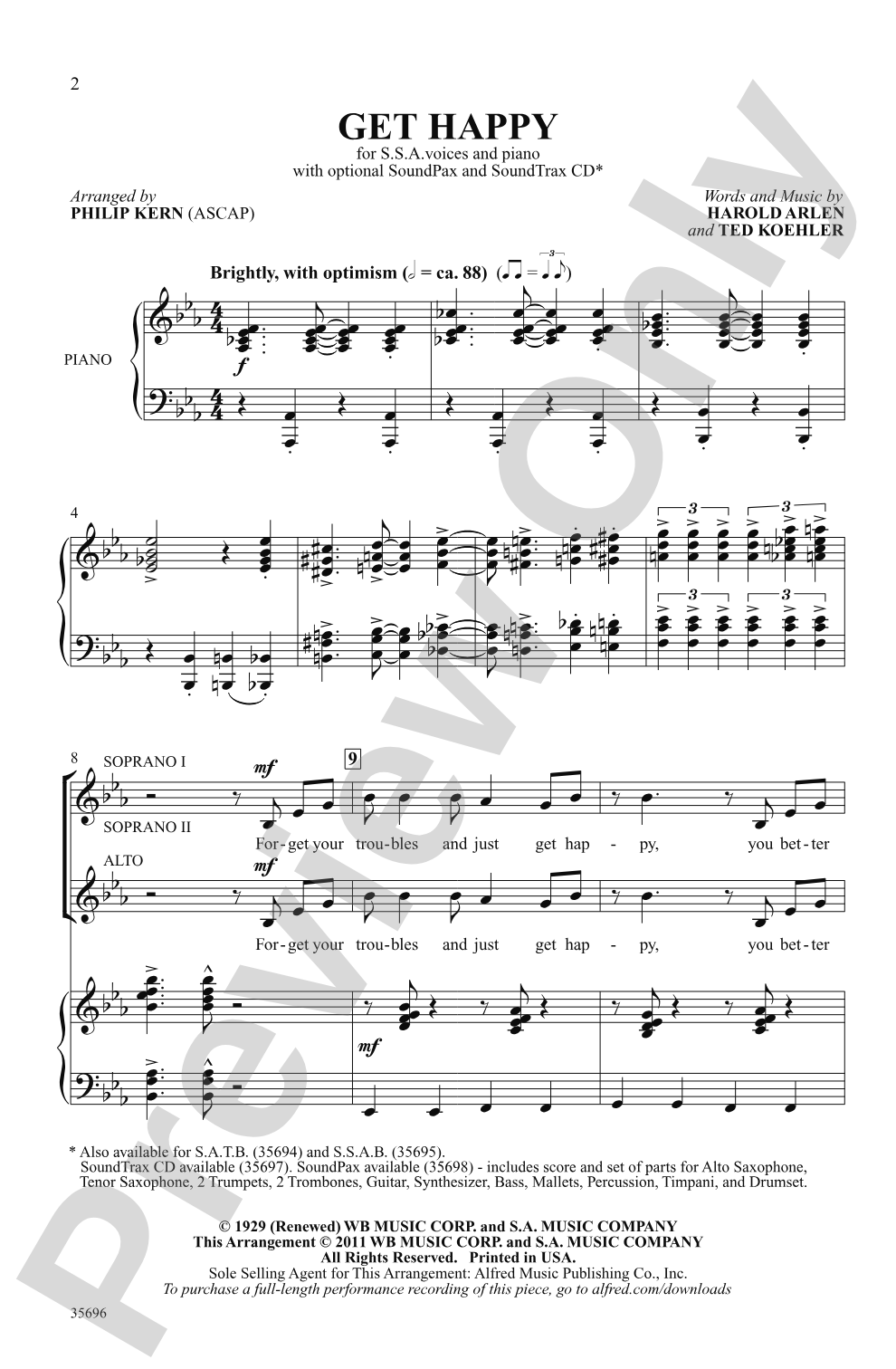 Get Happy: SSA Choral Octavo