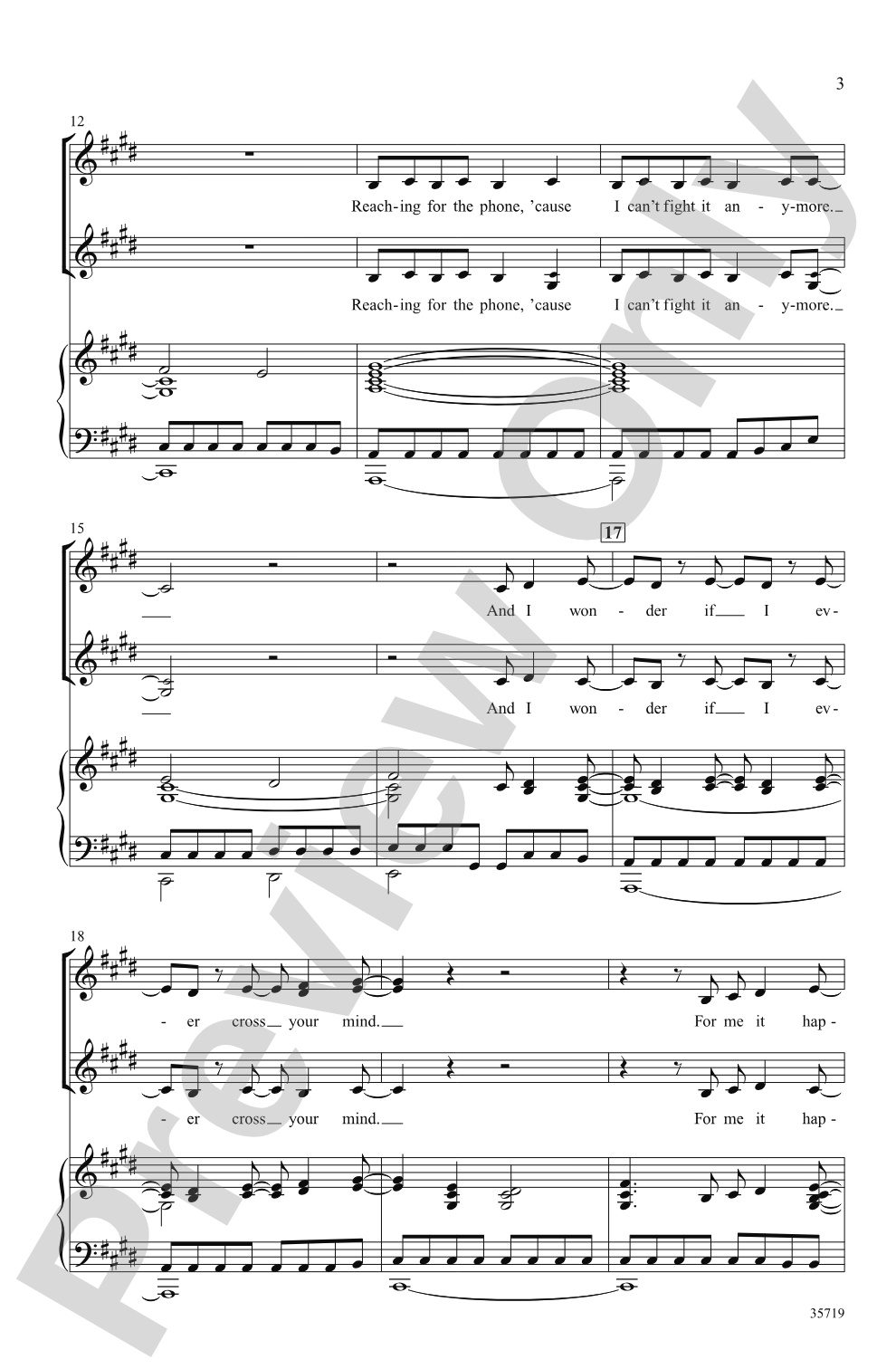 Need You Now: SSA Choral Octavo