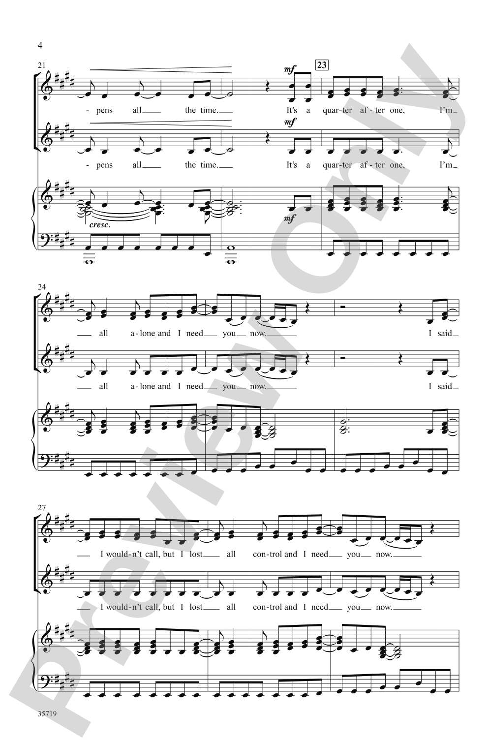 Need You Now: SSA Choral Octavo