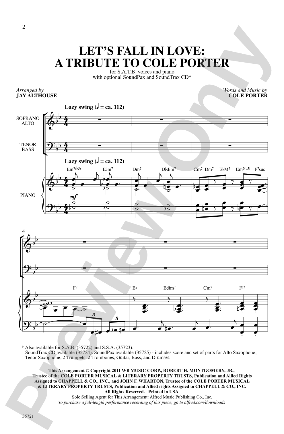 Let's Fall in Love: SATB Choral Octavo