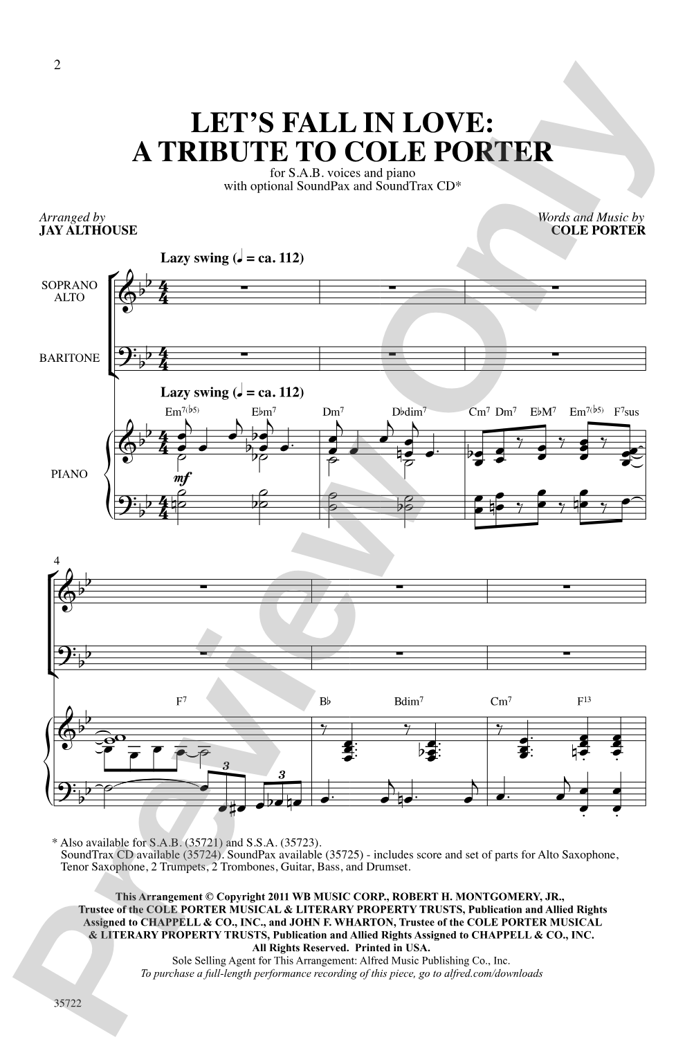 Let's Fall in Love: SAB Choral Octavo