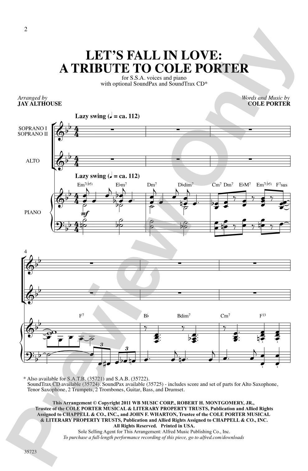 Let's Fall in Love: SSA Choral Octavo