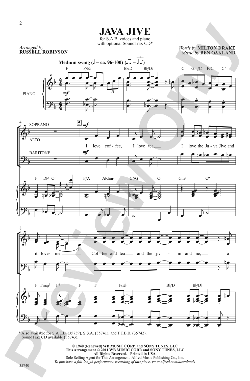 Java Jive: SAB Choral Octavo