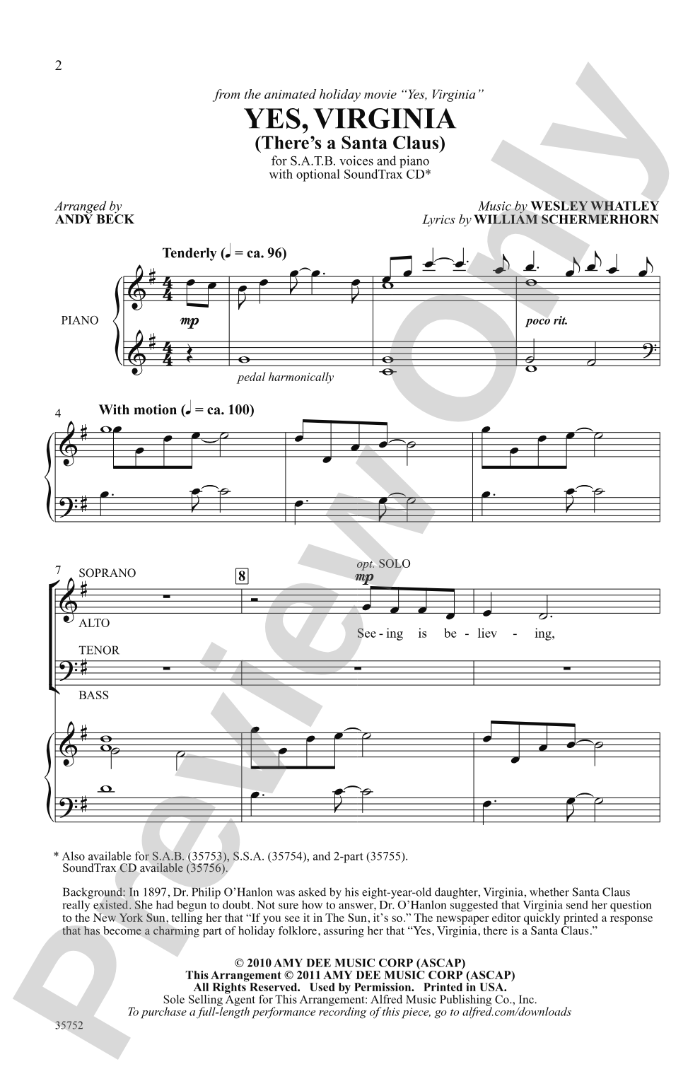 Yes, Virginia: SATB Choral Octavo