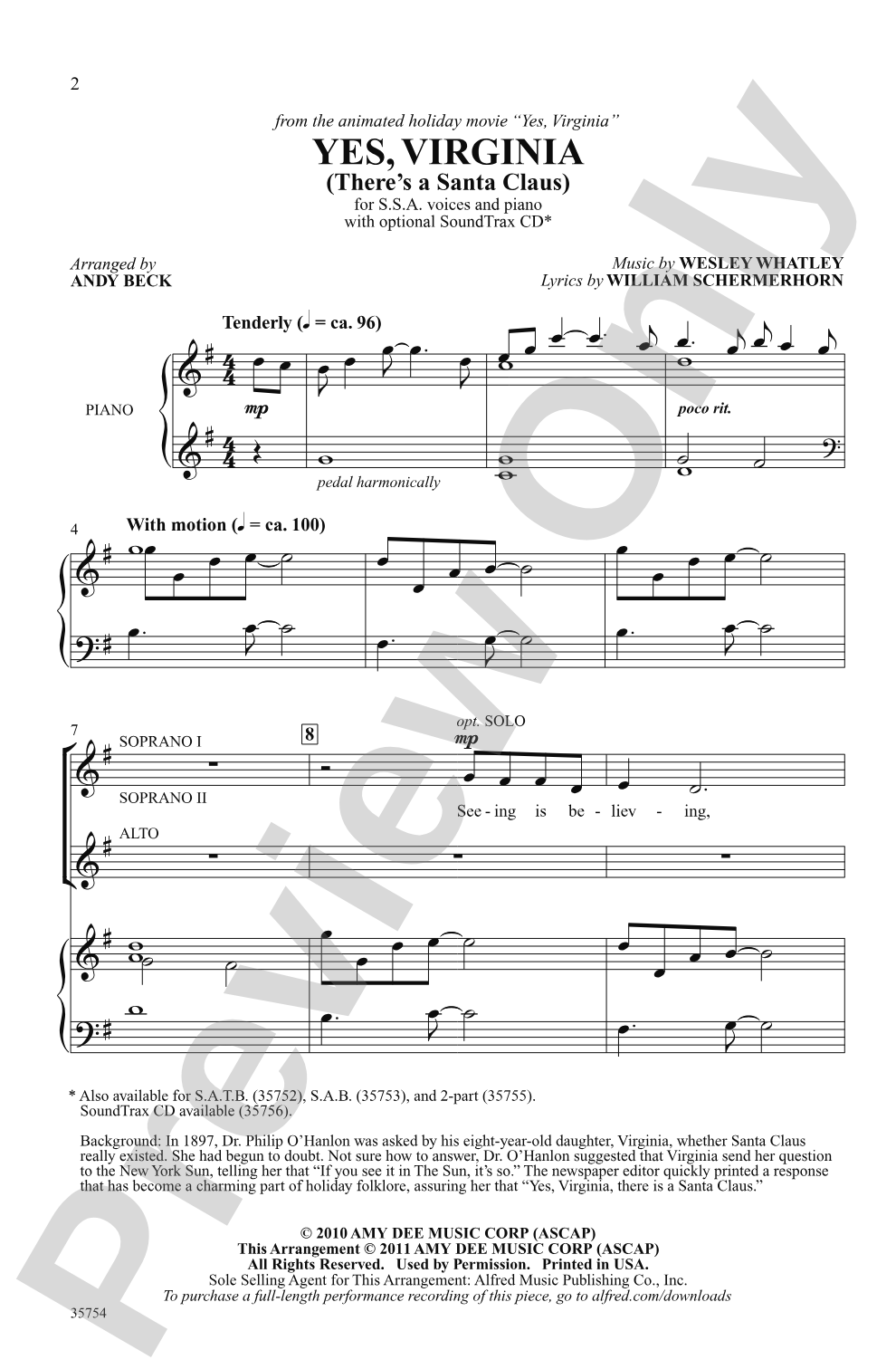 Yes, Virginia: SSA Choral Octavo