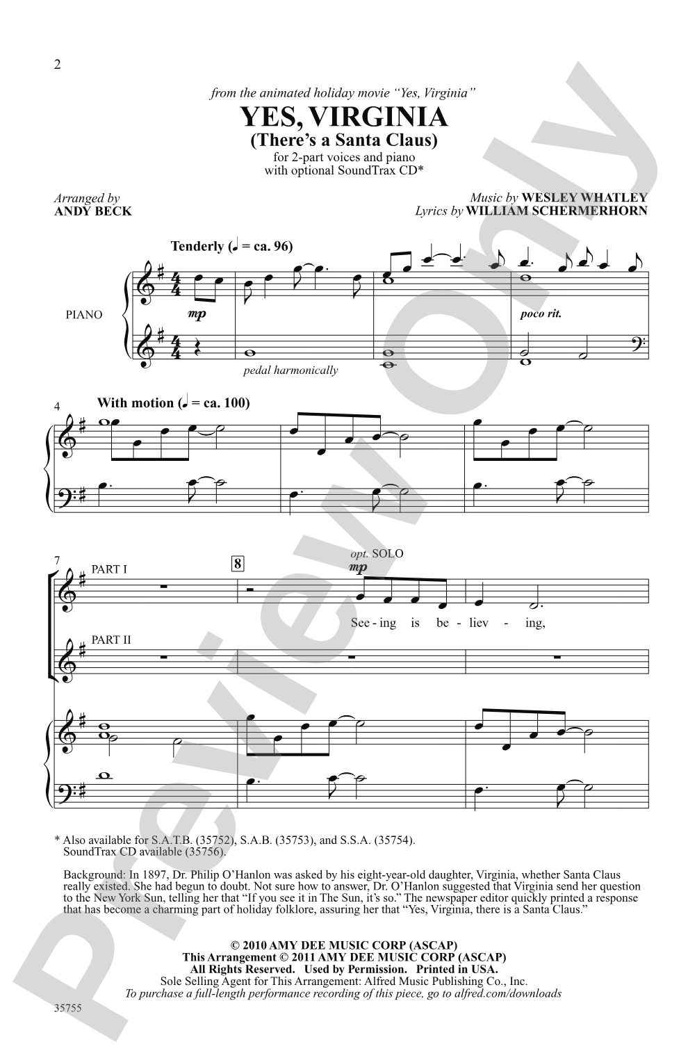 Yes, Virginia: 2-Part Choral Octavo