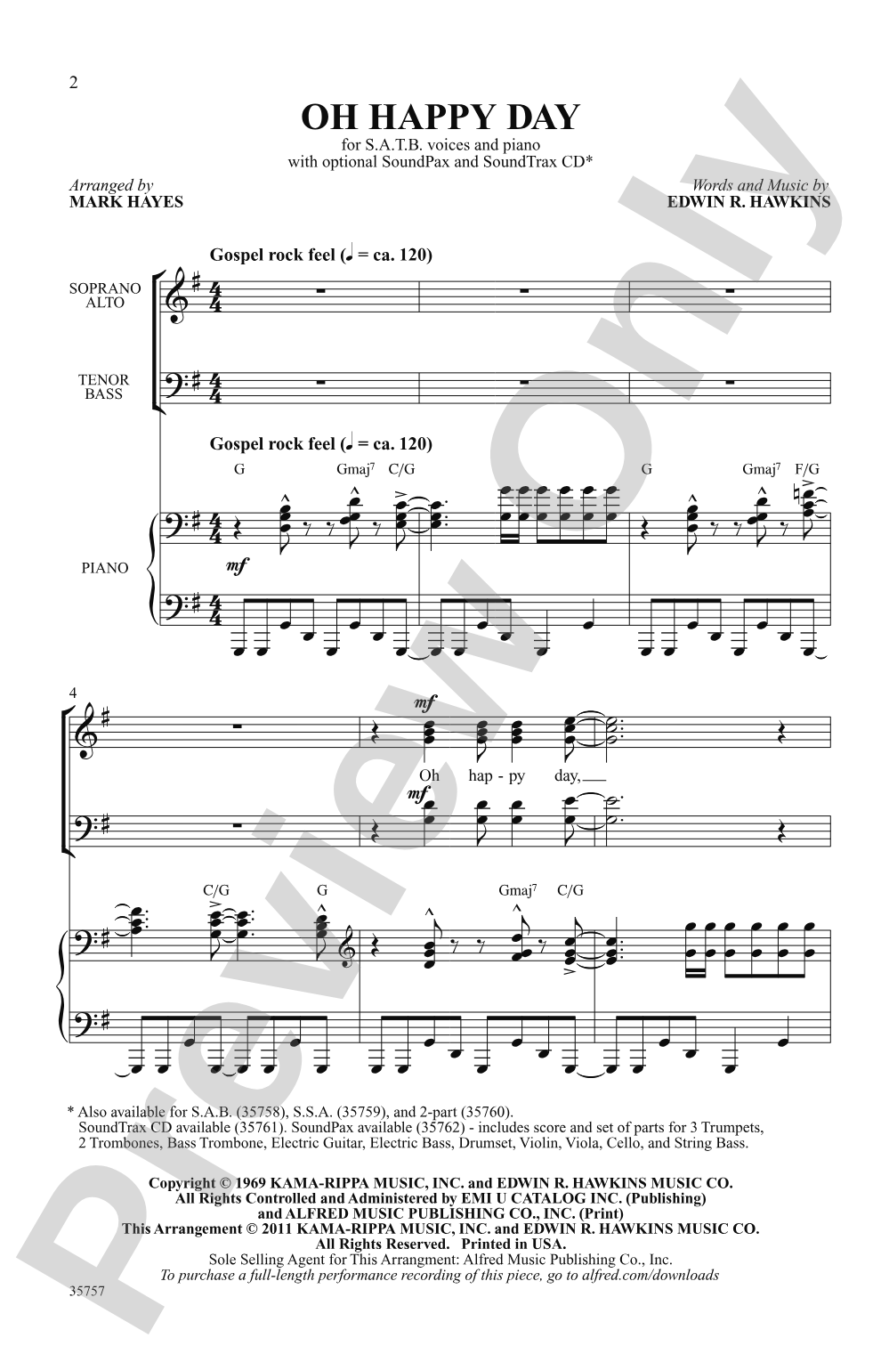 Oh Happy Day: SATB Choral Octavo