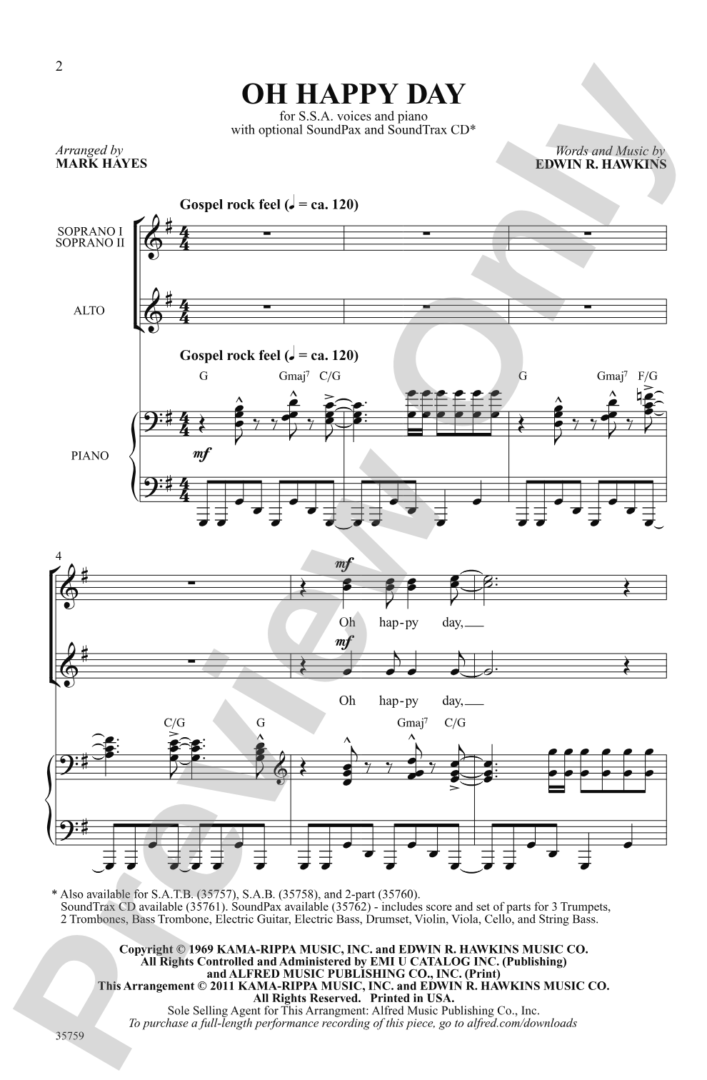 Oh Happy Day: SSA Choral Octavo