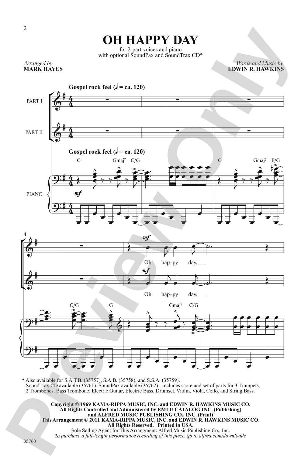 Oh Happy Day: 2-Part Choral Octavo