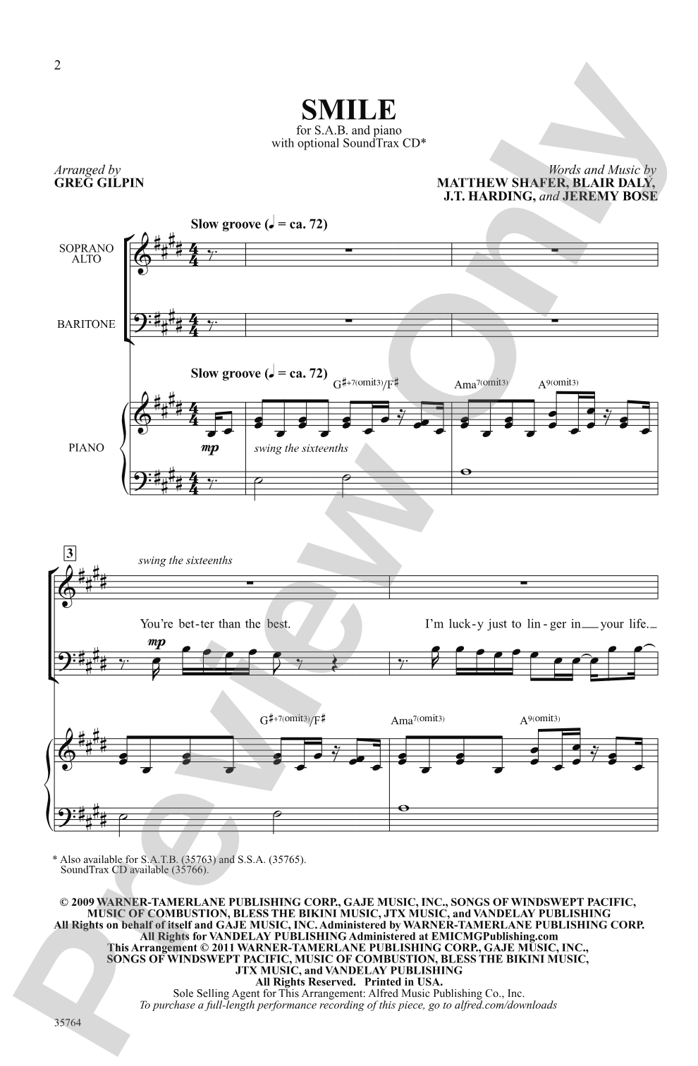 Smile: SAB Choral Octavo