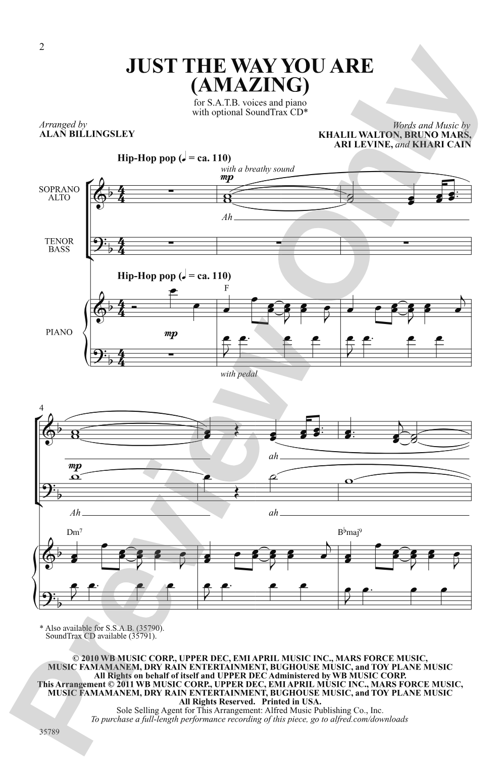 Just the Way You Are (Amazing): SATB Choral Octavo