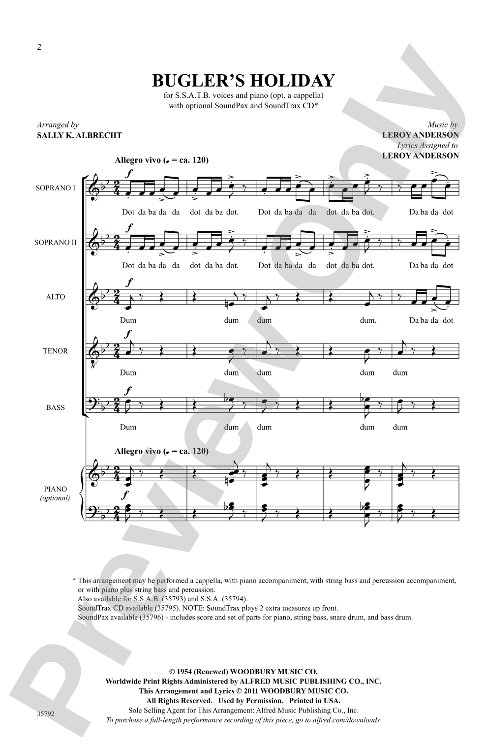 Bugler's Holiday: SSATB Choral Octavo