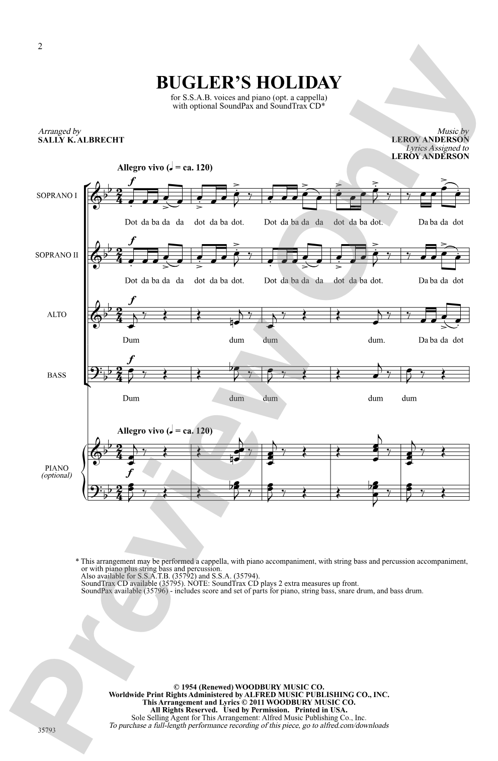 Bugler's Holiday: SSAB Choral Octavo