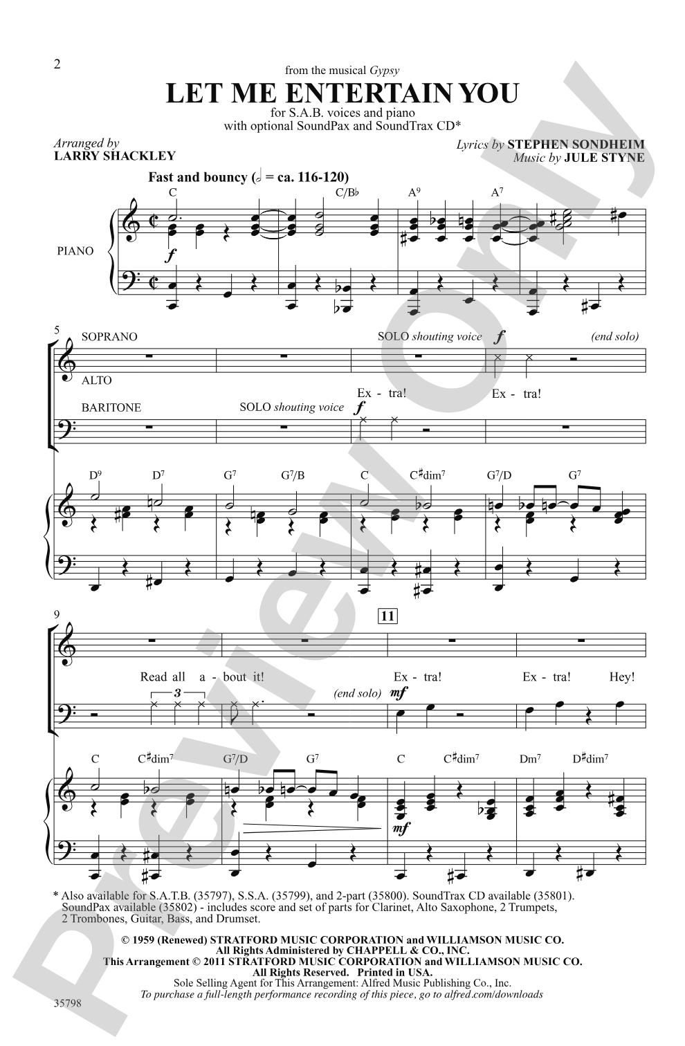 Let Me Entertain You (from <i>Gypsy</i>): SAB Choral Octavo