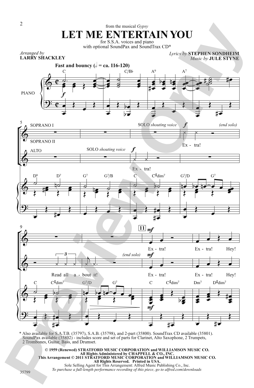 Let Me Entertain You (from <i>Gypsy</i>): SSA Choral Octavo