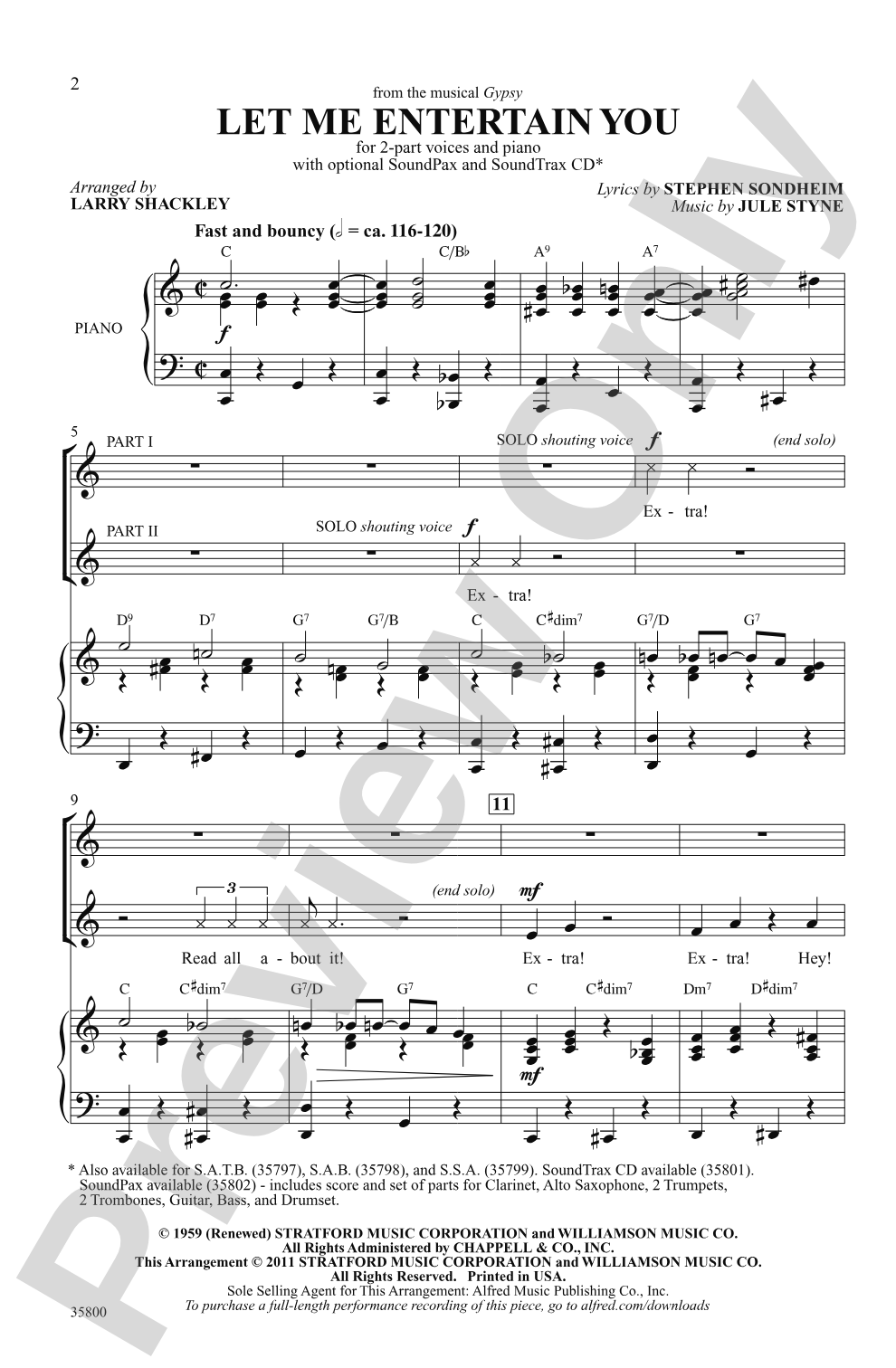 Let Me Entertain You (from <i>Gypsy</i>): 2-Part Choral Octavo