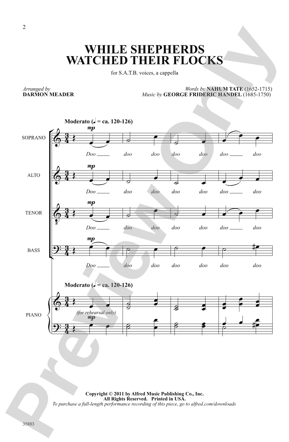 While Shepherds Watched Their Flocks: SATB, <i>a cappella</i> Choral Octavo