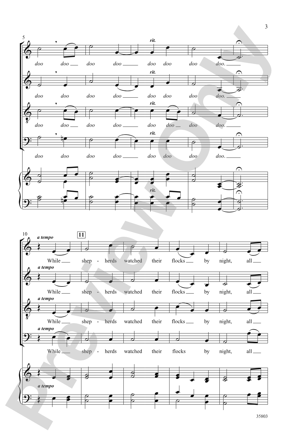 While Shepherds Watched Their Flocks: SATB, <i>a cappella</i> Choral Octavo