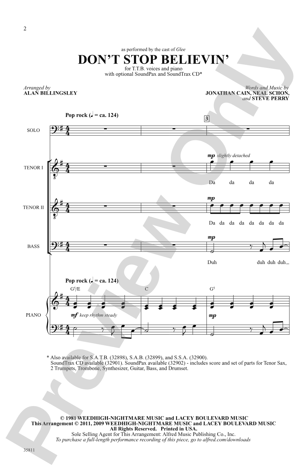 Don't Stop Believin': TTB Choral Octavo