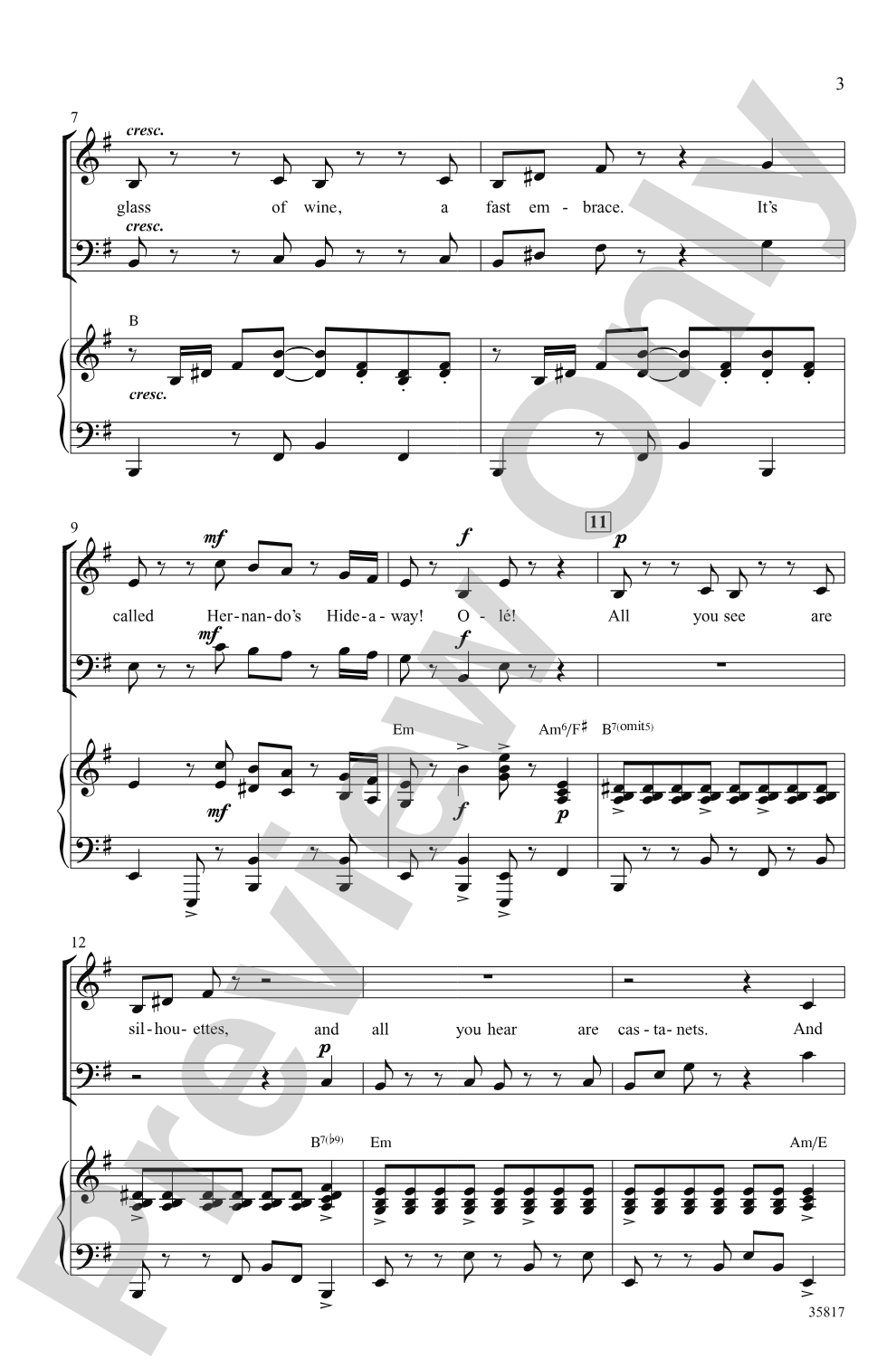 Hernando's Hideaway (from the musical <i>The Pajama Game</i>): SAB Choral Octavo