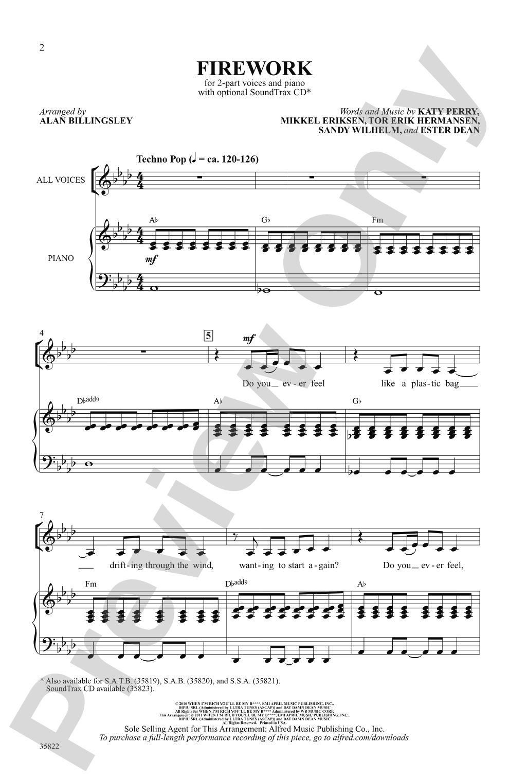 Firework: 2-Part Choral Octavo