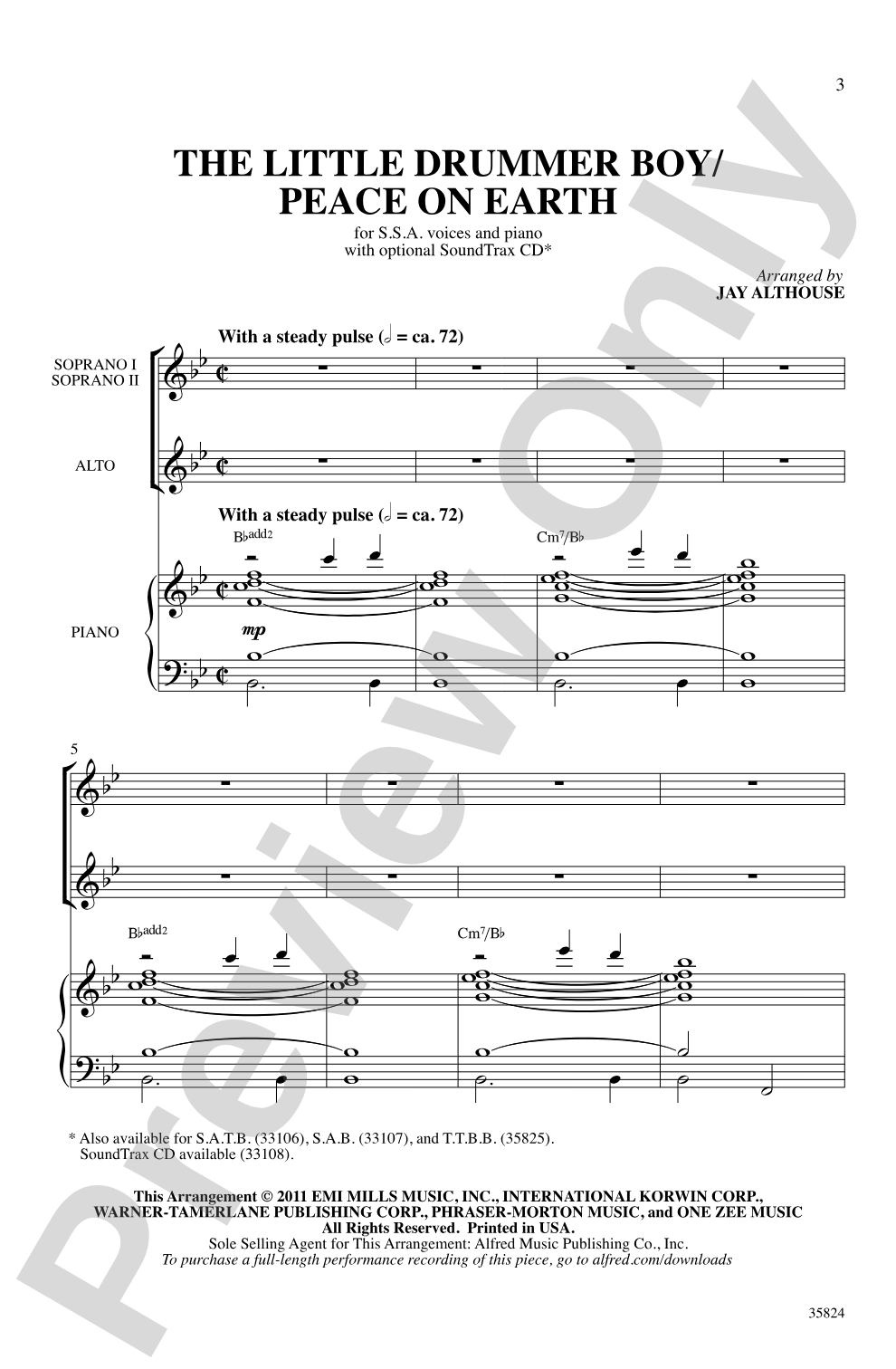 The Little Drummer Boy / Peace on Earth: SSA Choral Octavo