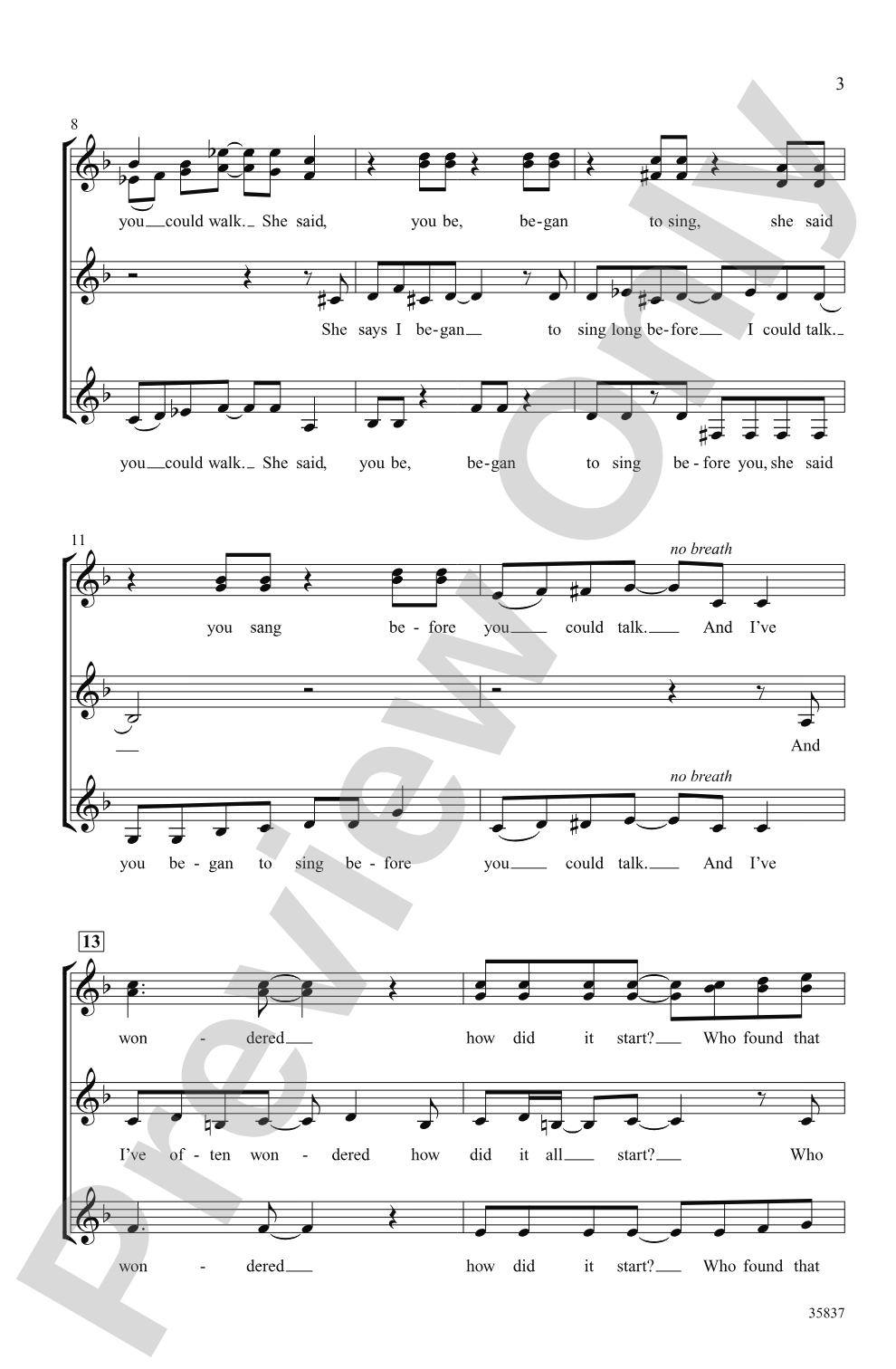 Thank You for the Music (from <i>Mamma Mia!</i>): SSAA, <i>a cappella</i> Choral Octavo