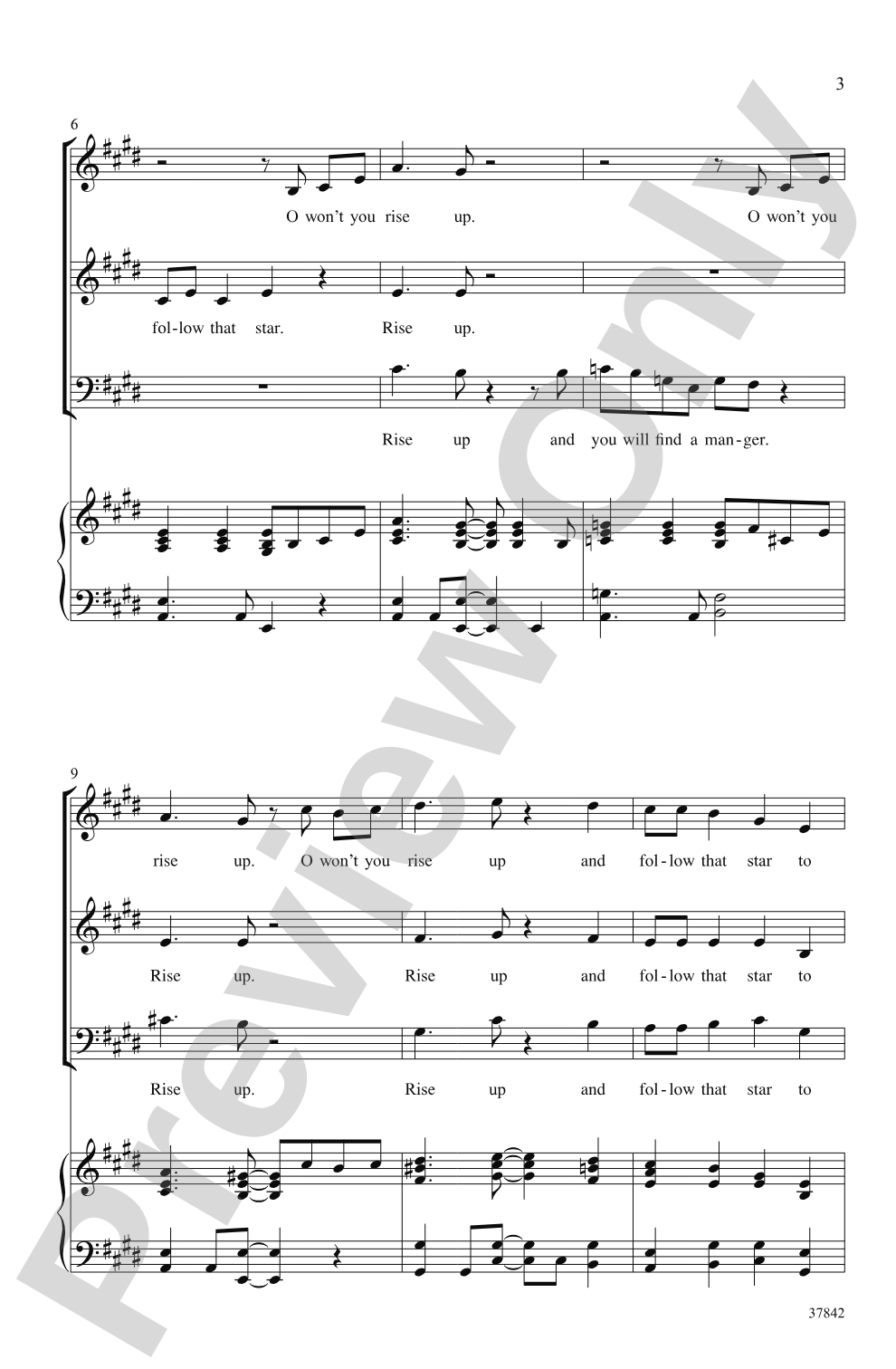 Rise Up and Follow That Star: 3-Part Mixed Choral Octavo