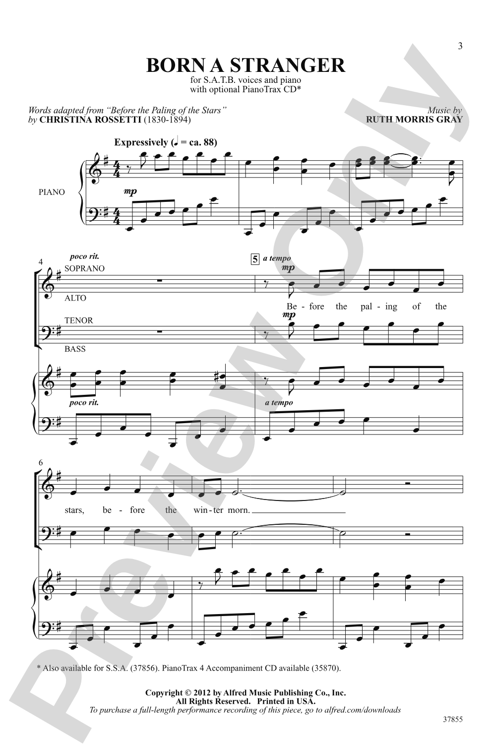 Born a Stranger: SATB Choral Octavo