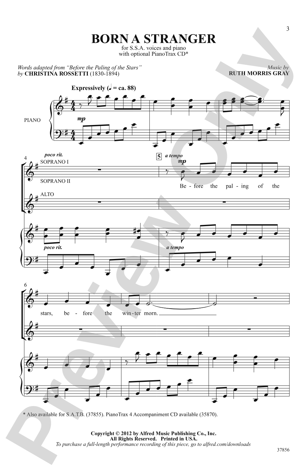 Born a Stranger: SSA Choral Octavo