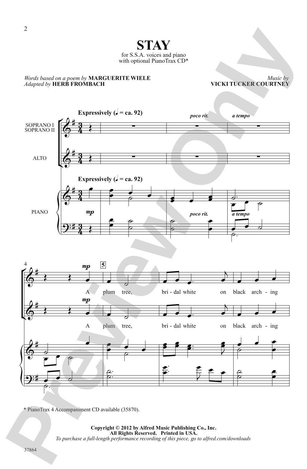 Stay: SSA Choral Octavo