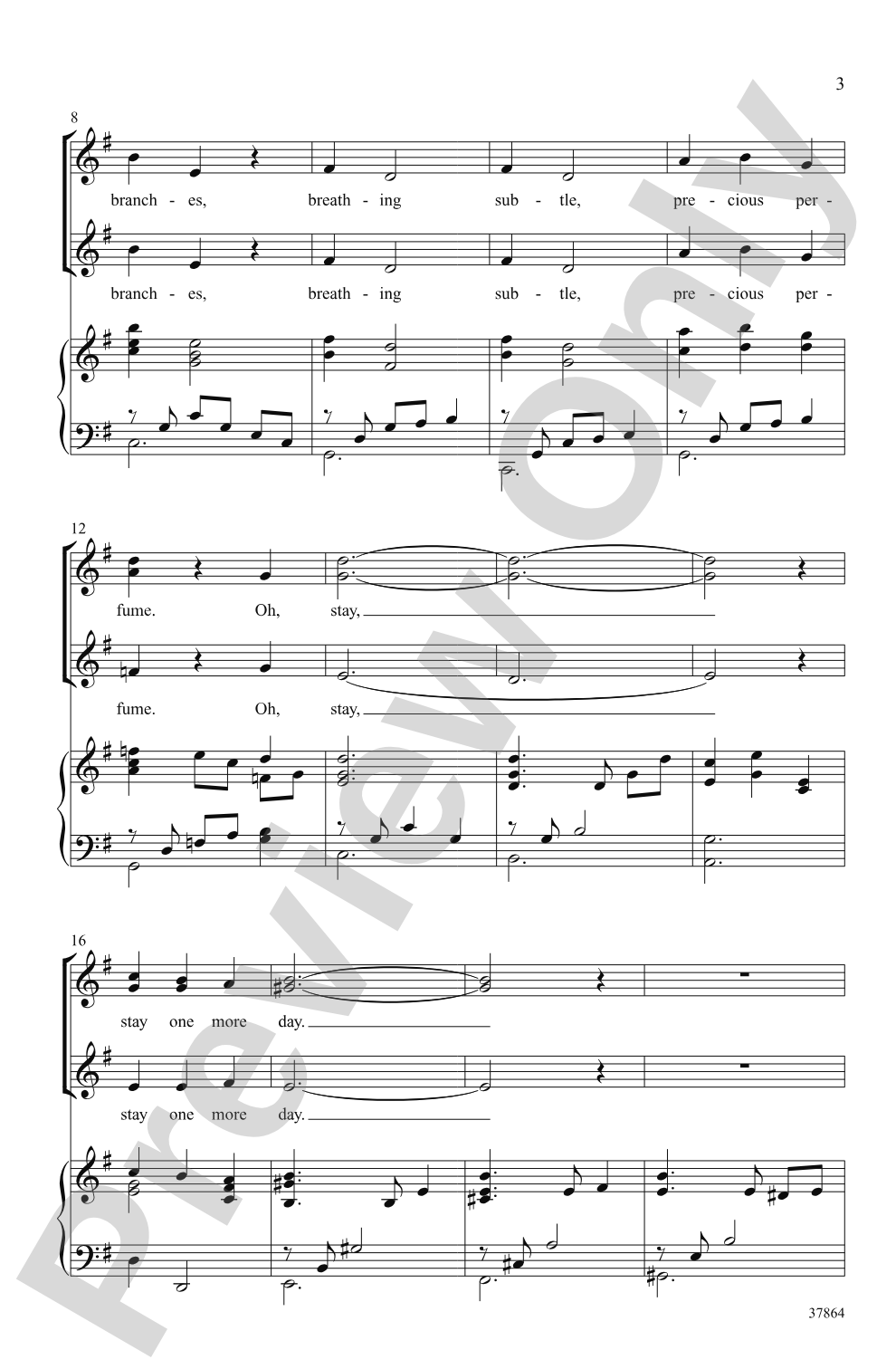 Stay: SSA Choral Octavo