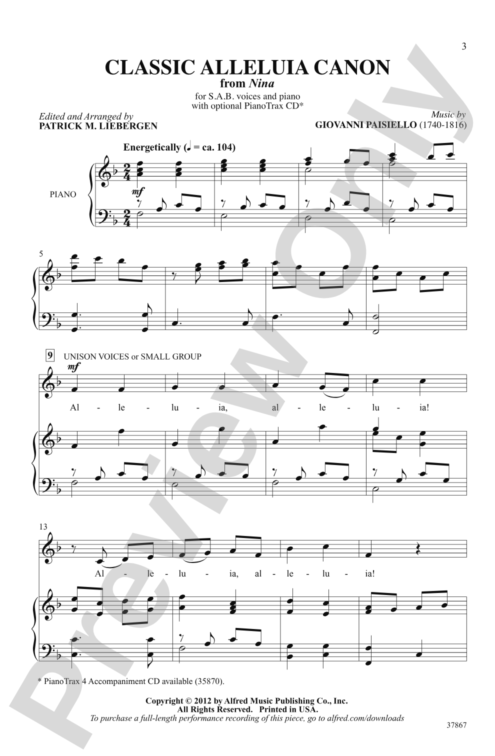 Classic Alleluia Canon: SAB Choral Octavo