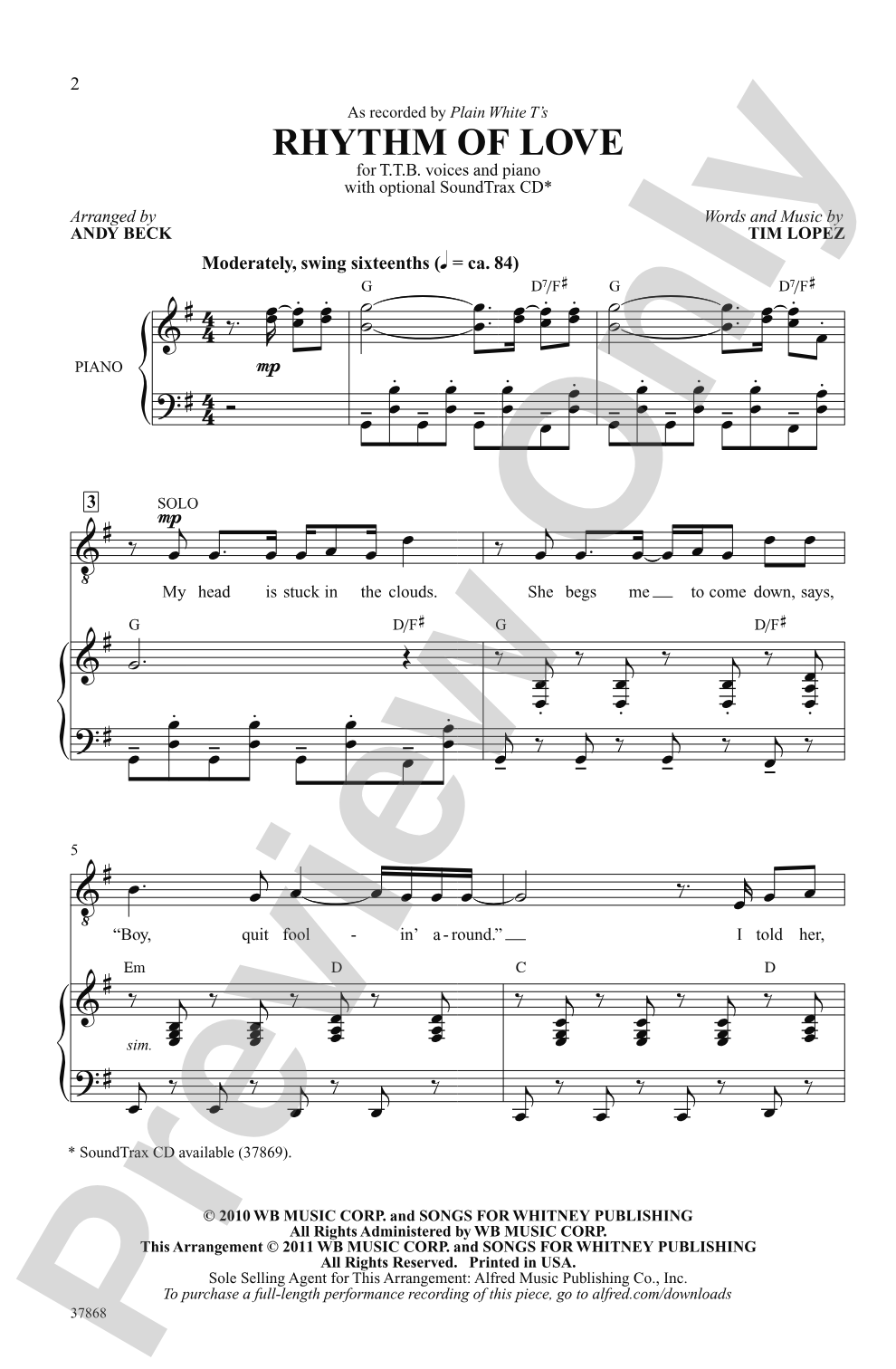 Rhythm of Love: TTB Choral Octavo