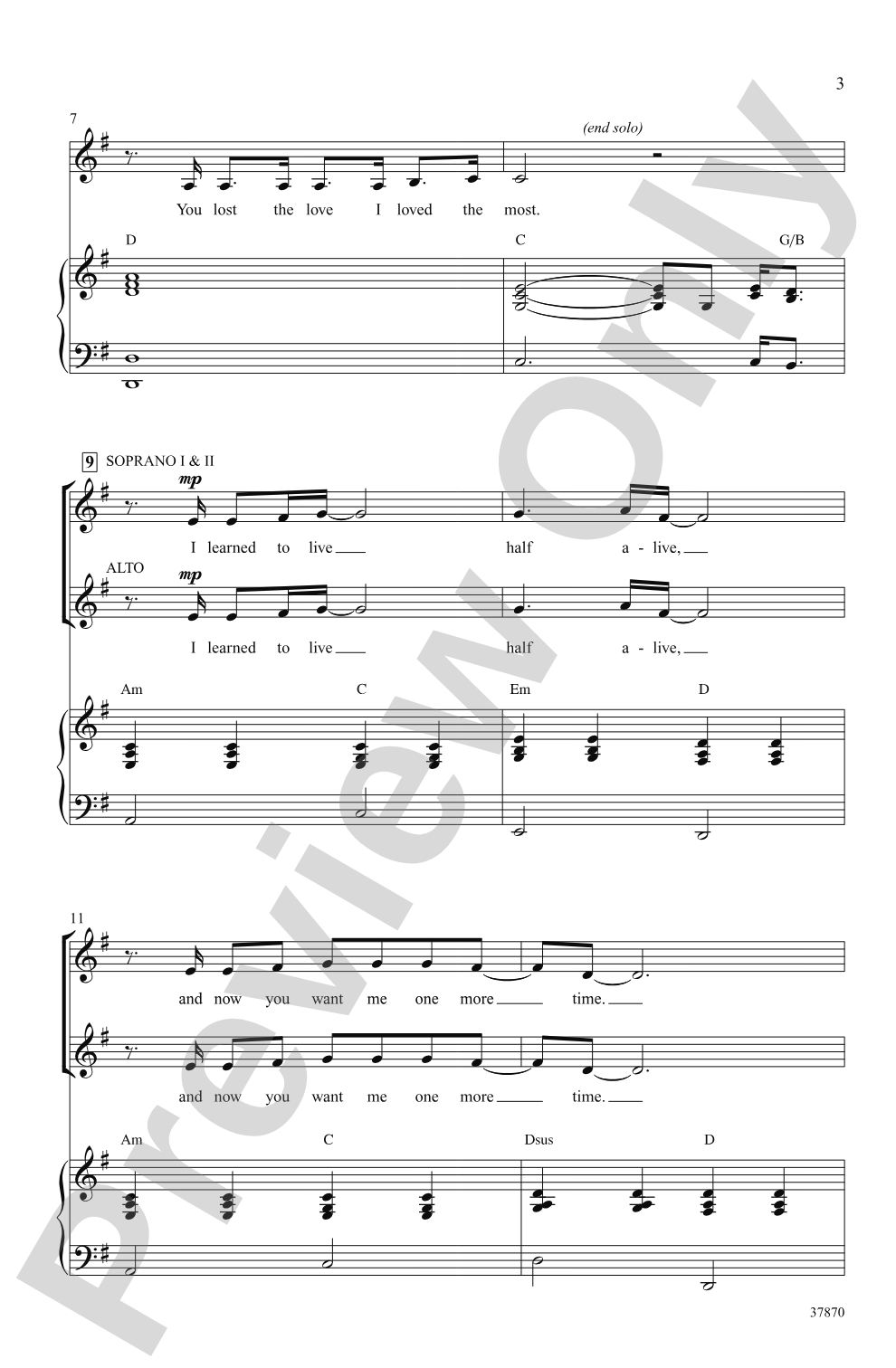 Jar of Hearts: SSA Choral Octavo