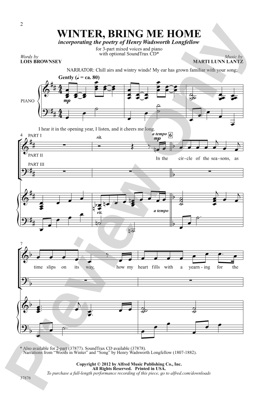 Winter, Bring Me Home: 3-Part Mixed Choral Octavo