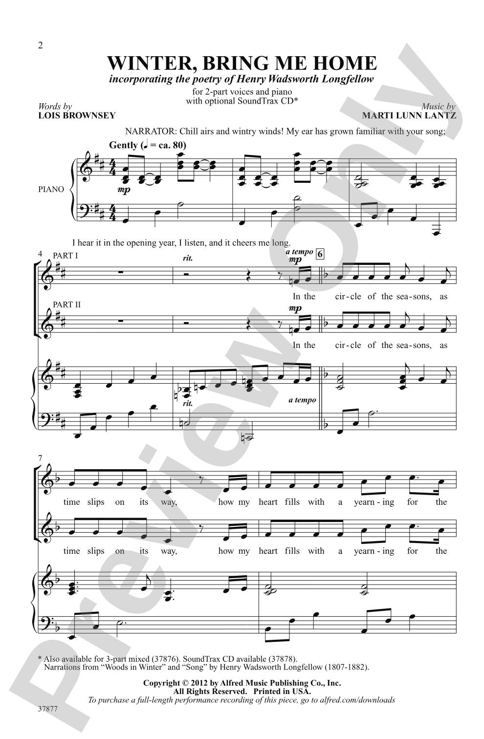 Winter, Bring Me Home: 2-Part Choral Octavo