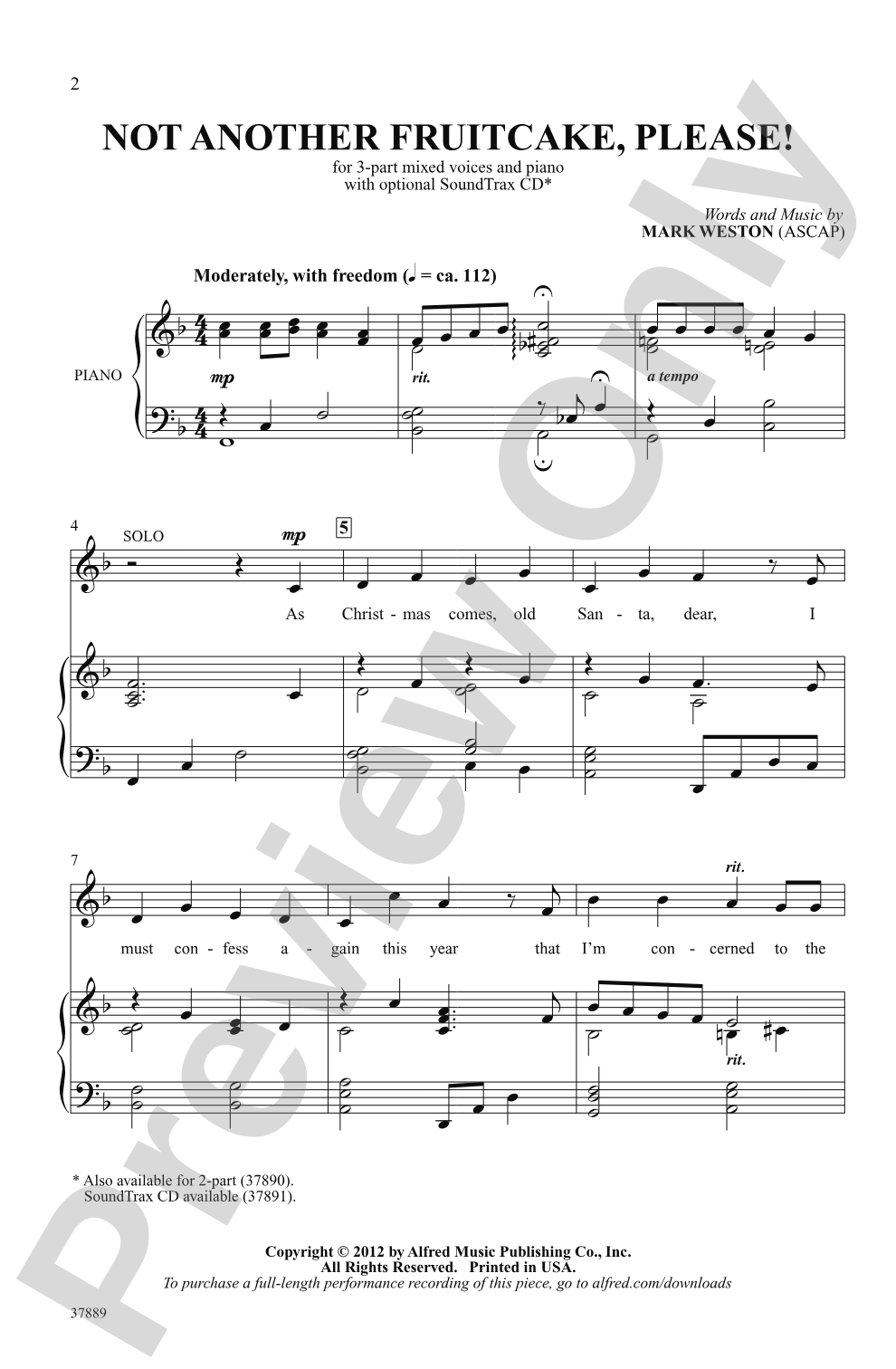 Not Another Fruitcake, Please!: 3-Part Mixed Choral Octavo