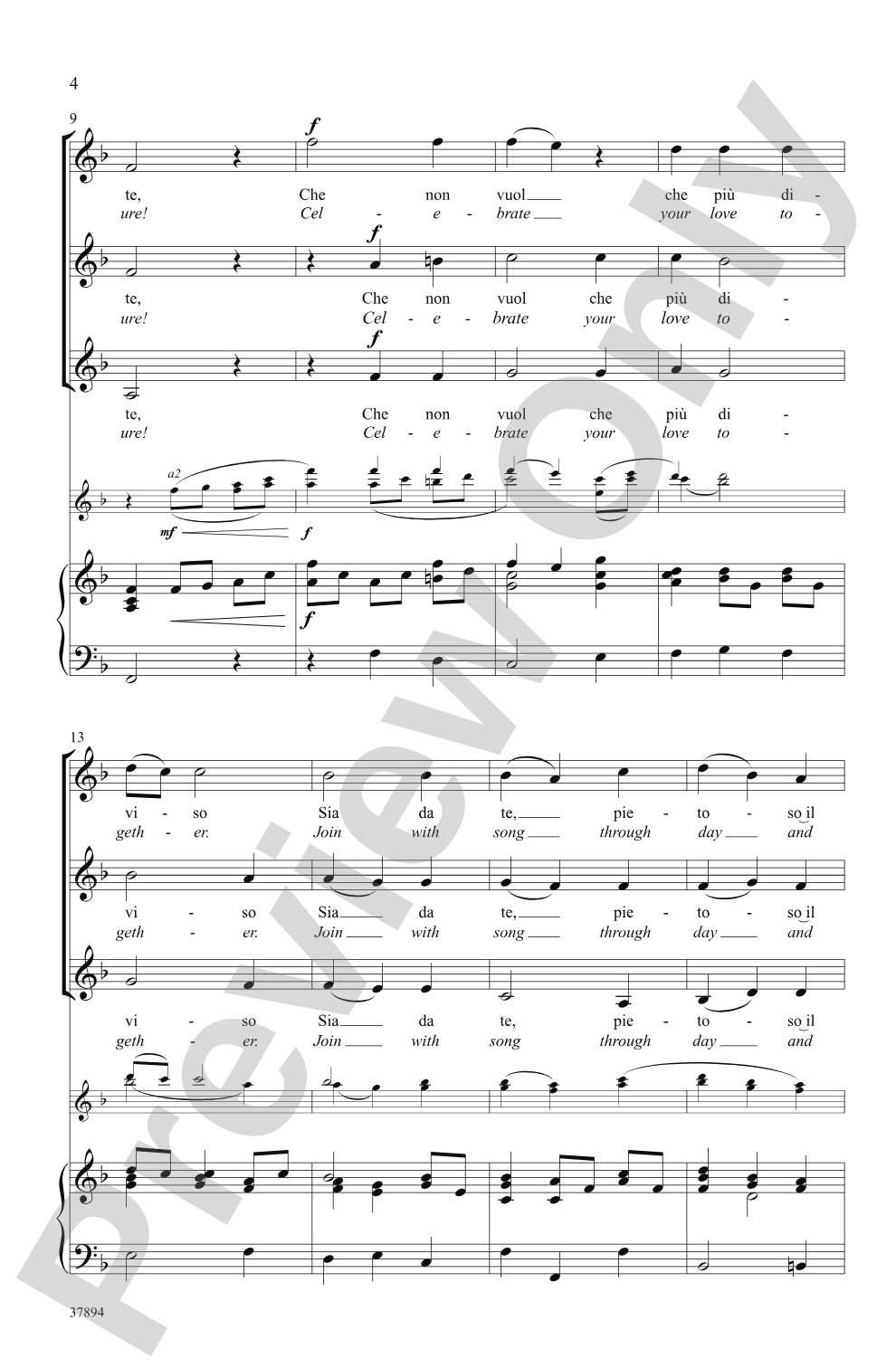 Torna, O Bella: SSA Choral Octavo