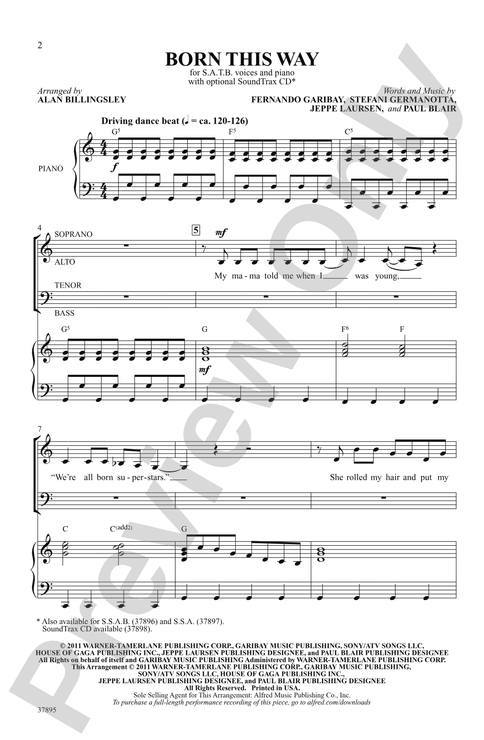 Born This Way: SATB Choral Octavo