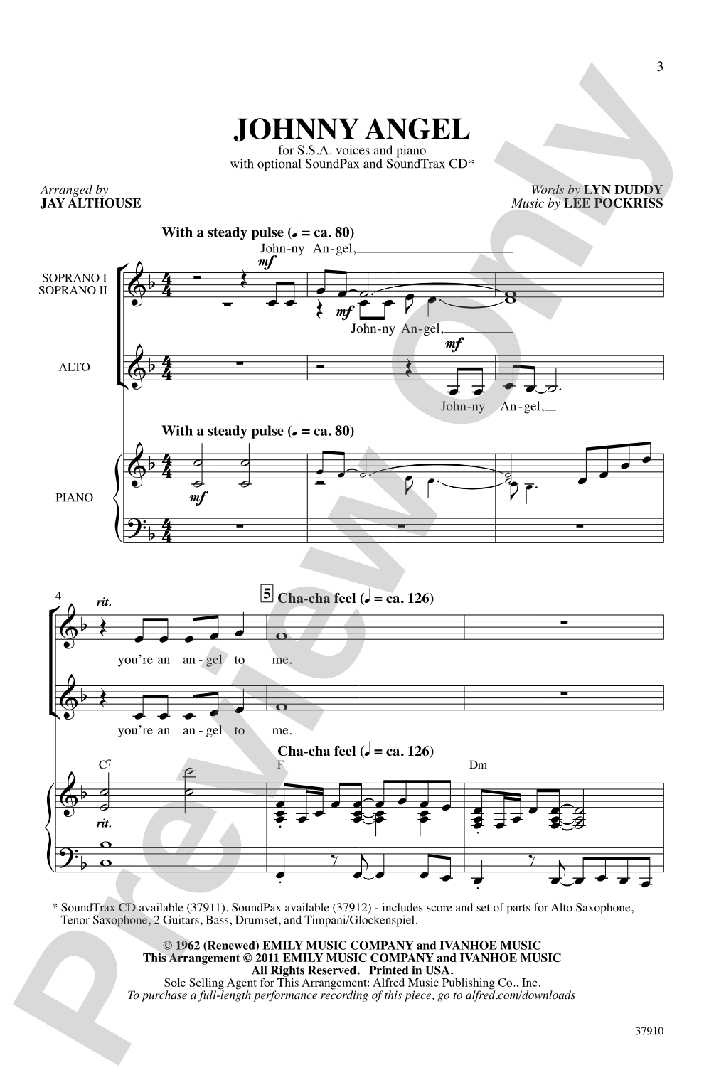 Johnny Angel: SSA Choral Octavo