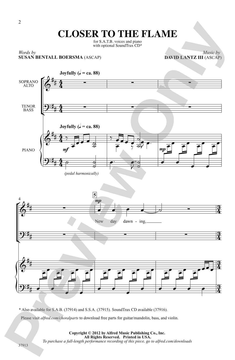 Closer to the Flame: SATB Choral Octavo