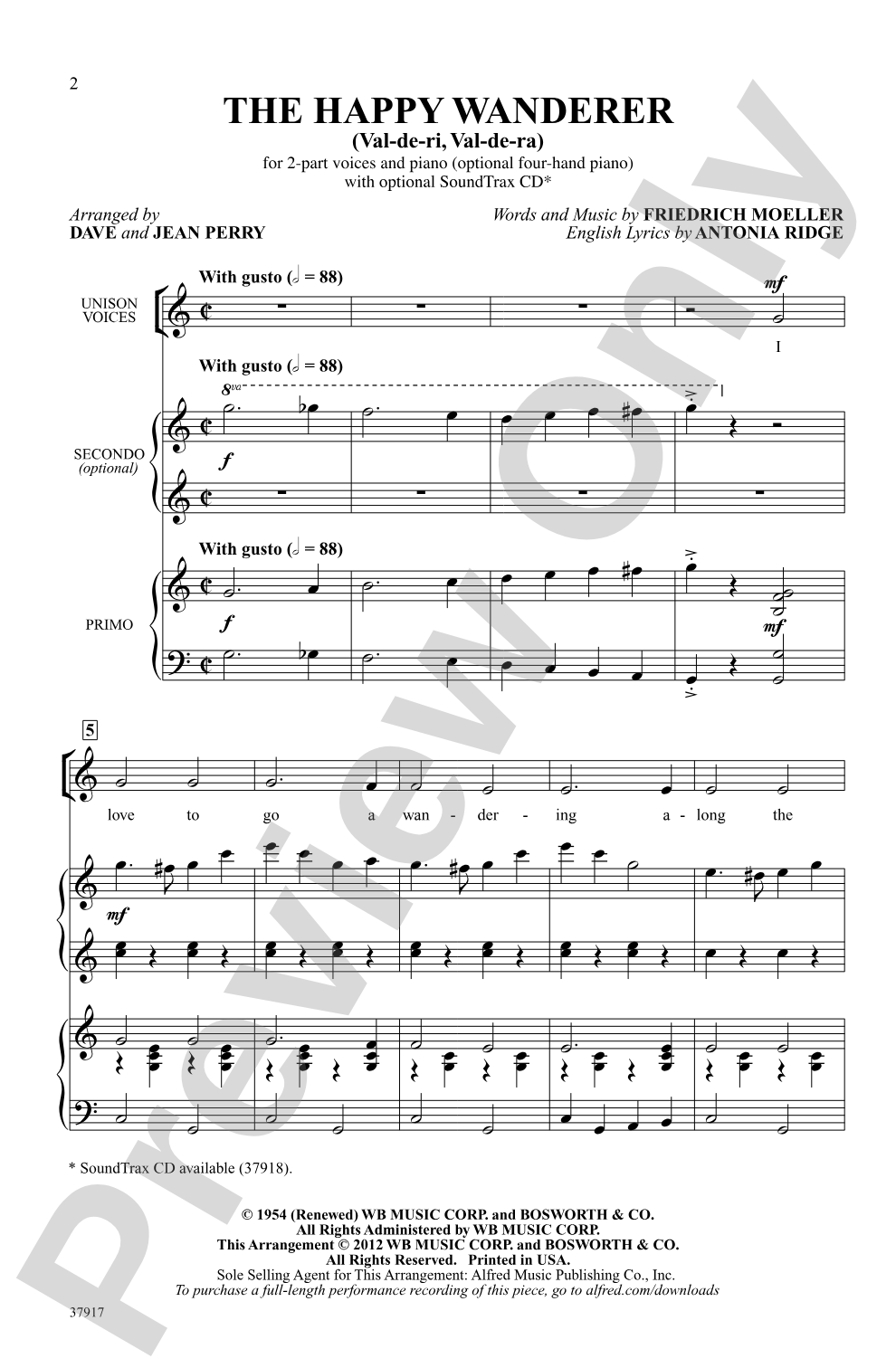 The Happy Wanderer: 2-Part Choral Octavo