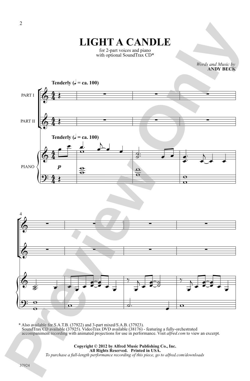 Light a Candle: 2-Part Choral Octavo