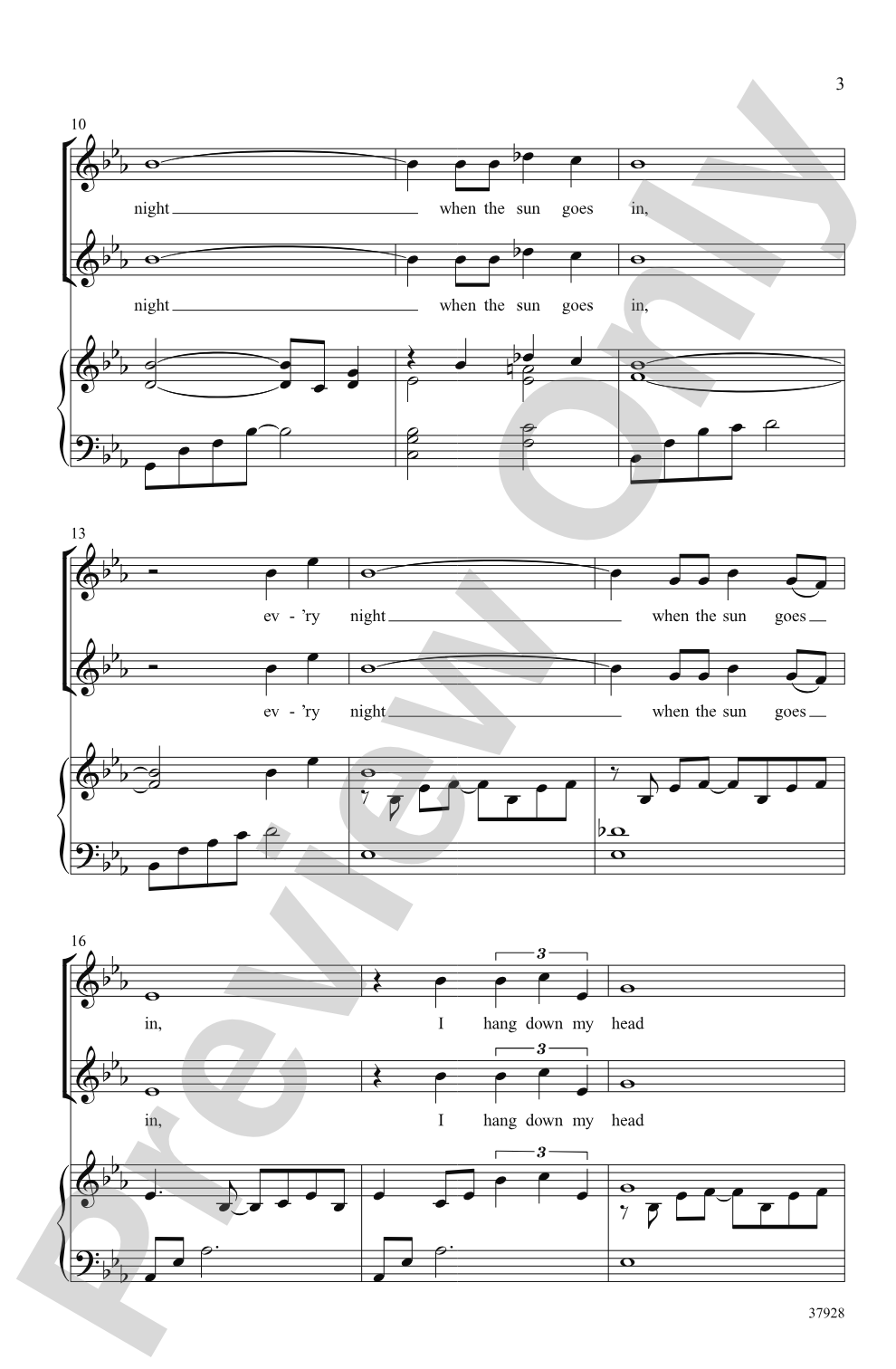Every Night When the Sun Goes In: 2-Part Choral Octavo