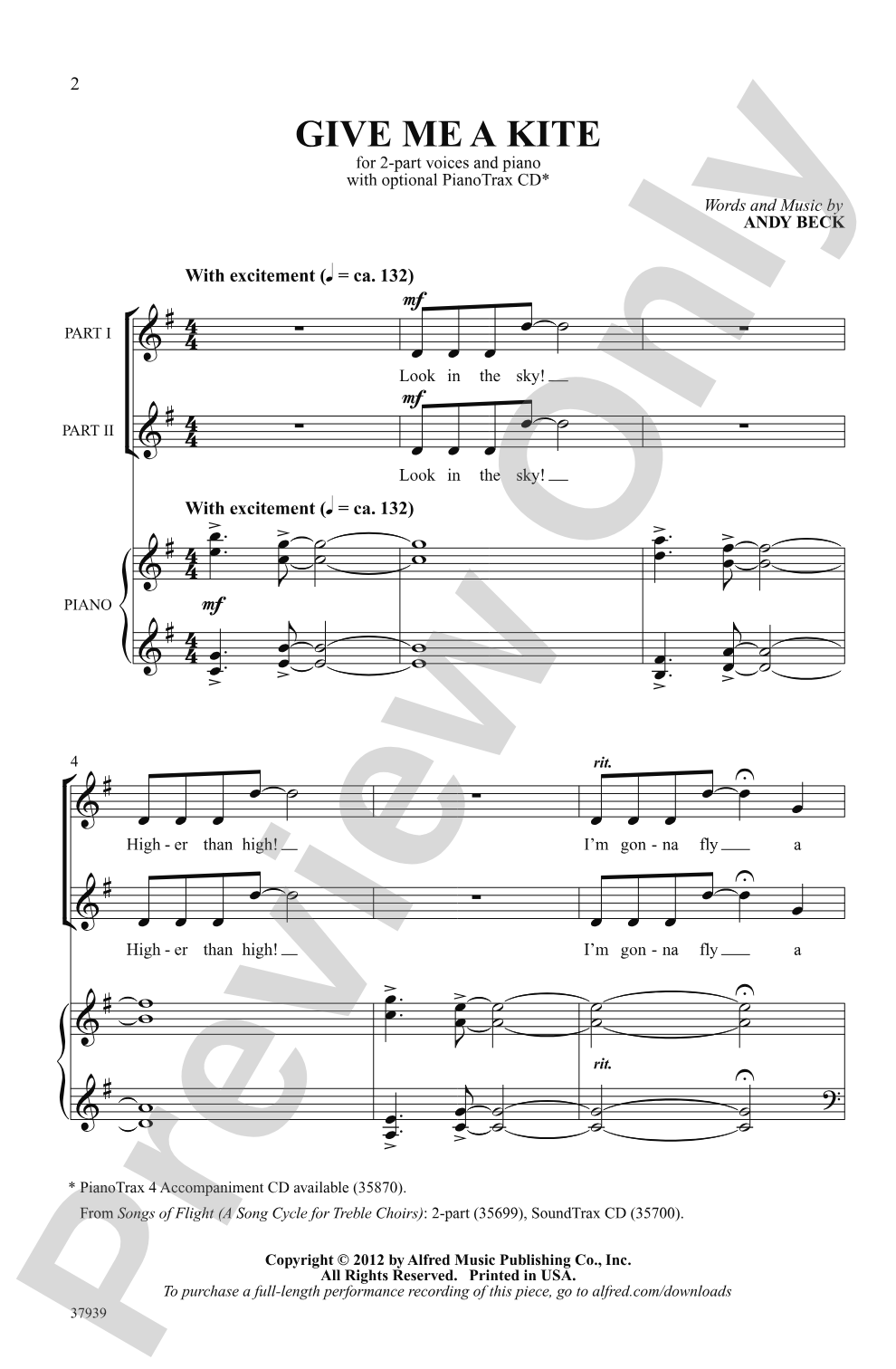 Give Me a Kite: 2-Part Choral Octavo