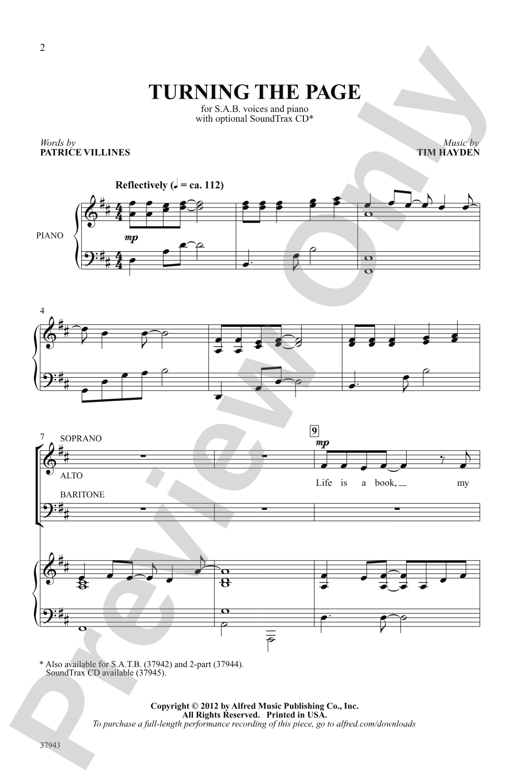 Turning the Page: SAB Choral Octavo