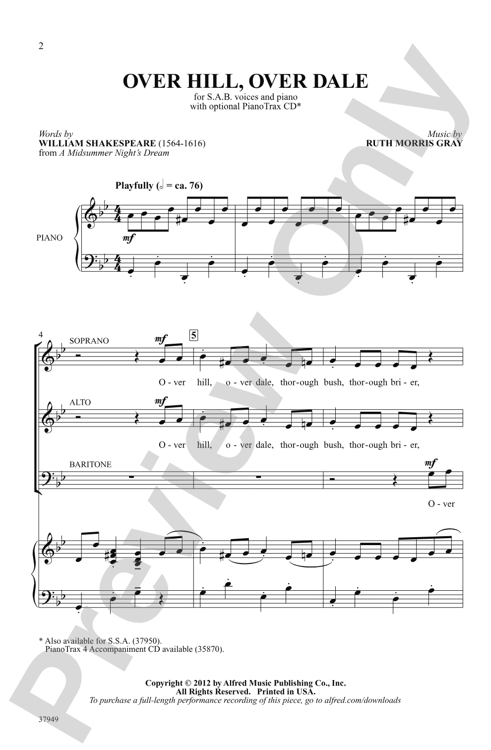 Over Hill, Over Dale: SAB Choral Octavo