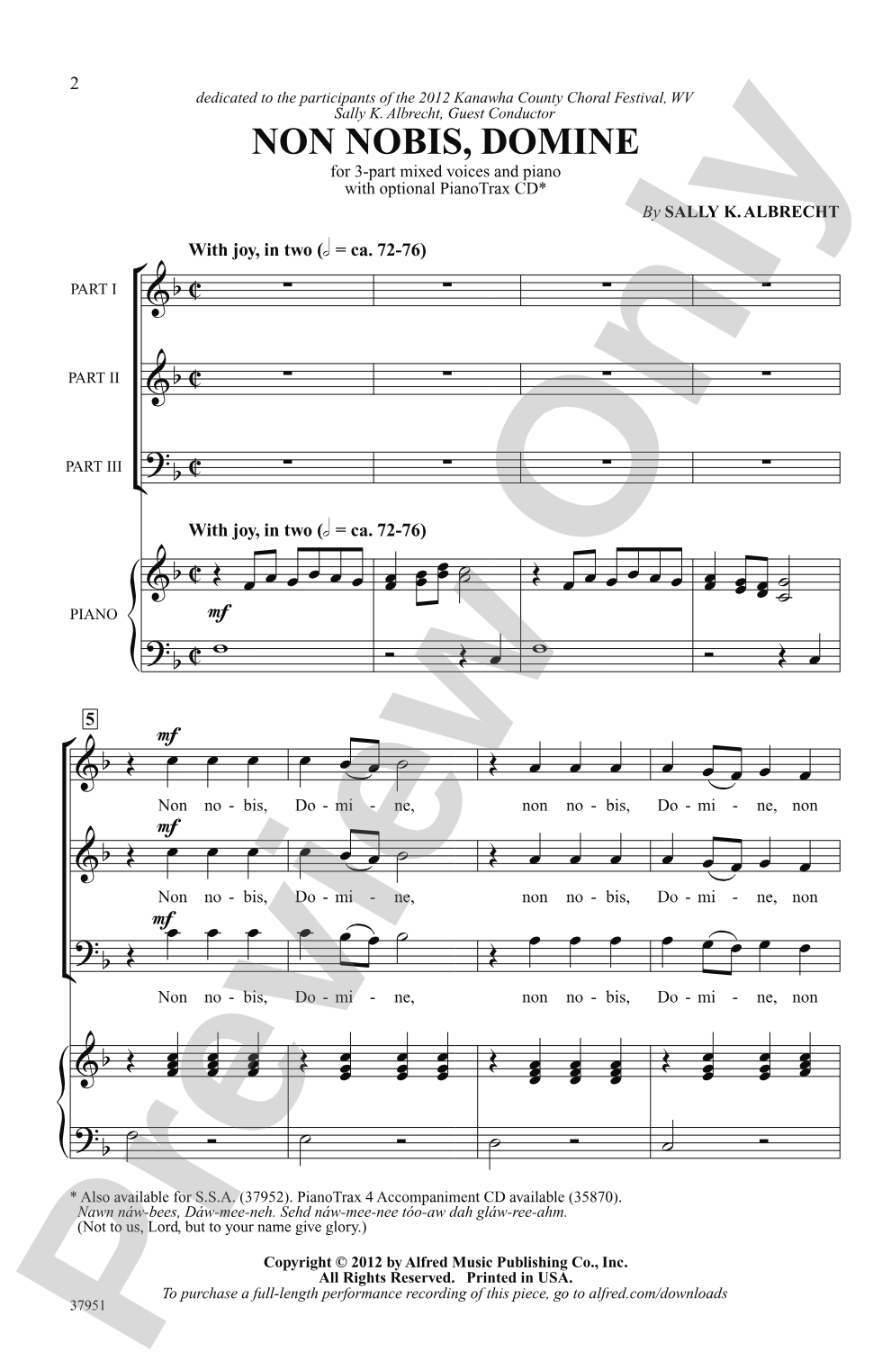 Non Nobis, Domine: 3-Part Mixed Choral Octavo