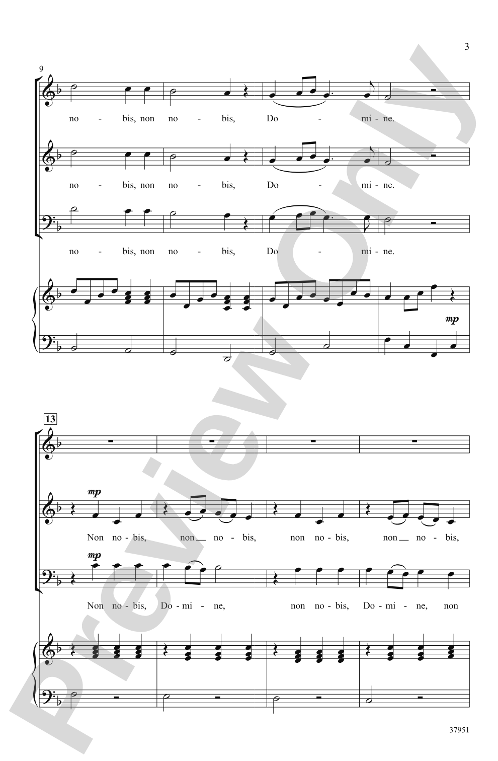 Non Nobis, Domine: 3-Part Mixed Choral Octavo